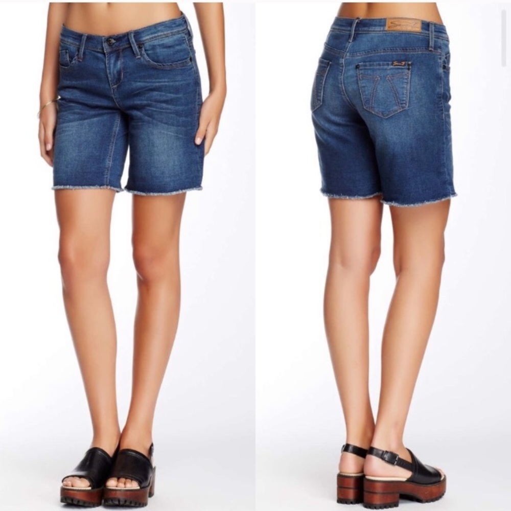 SEVEN7 Sexy Relaxed Raw Hen Denim Shorts 6